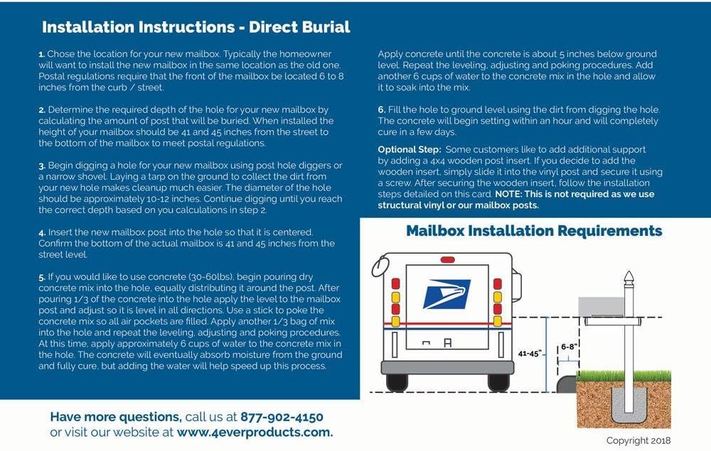 4Ever Products The Richmond Vinyl/PVC Mailbox Post No Dig System - White (Includes Mailbox)