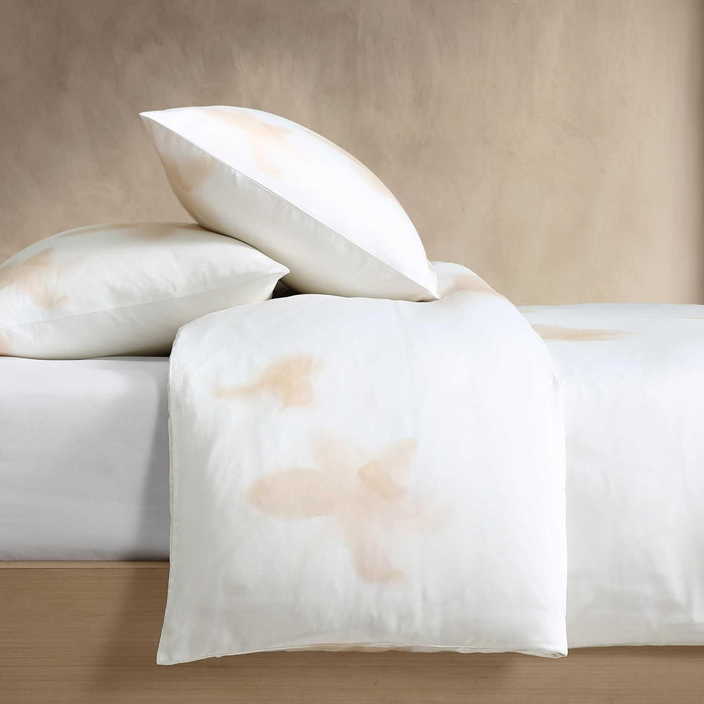 Calvin Klein - Queen Duvet Cover Set, 100% Cotton Sateen Bedding with Shams, Soft and Breathable, Smooth Silky Feel with Subtle Sheen, Button Closure, Liquid Floral Beige