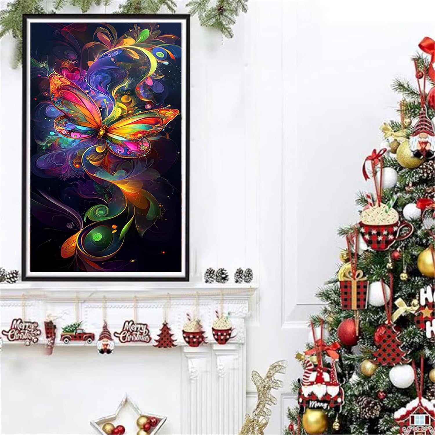 Diamond Art Kits for Adults Abstract Diamond Painting Kits, 5D DIY Round Butterfly Full Drill Dimond Art Paintings Crystal Crafts for Adults for Gift Home Wall Decor, Large Size 36 x 72 Inch, Model681