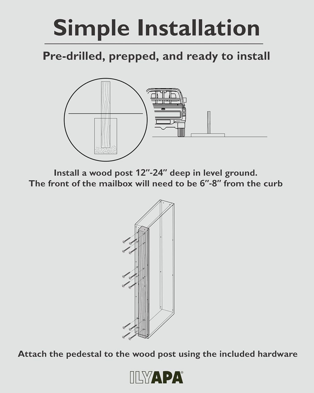 Ilyapa Modern Mailbox Post for Outside, 41x18x5 inch White Metal Mail Box Posts for Decorative Residential Mailboxes, Includes Adjustable Universal Mounting Plate