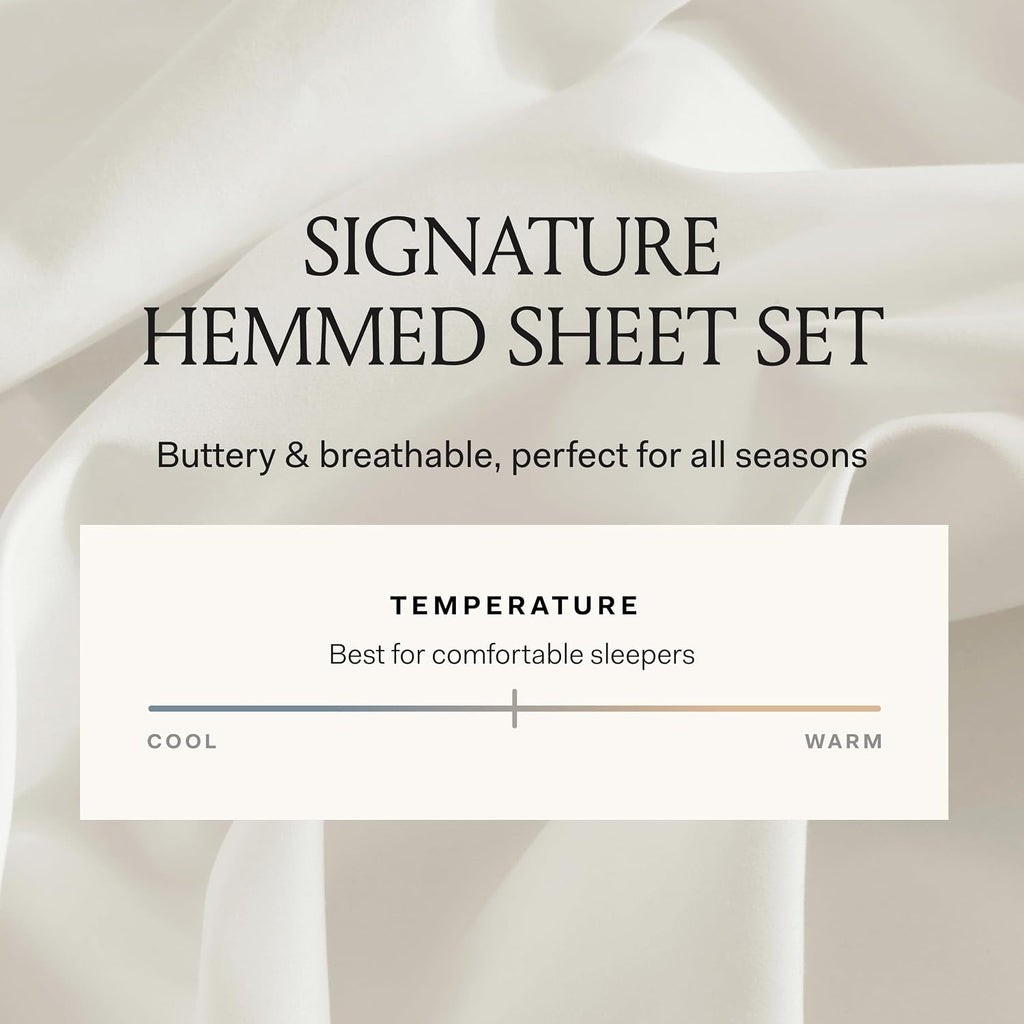 BOLL & BRANCH Signature Hemmed Sheet Set - King + Standard, Mineral - Luxury 100% Organic Cotton - Includes 1 Flat, 1 Fitted, 2 Standard Pillowcases - Buttery Soft