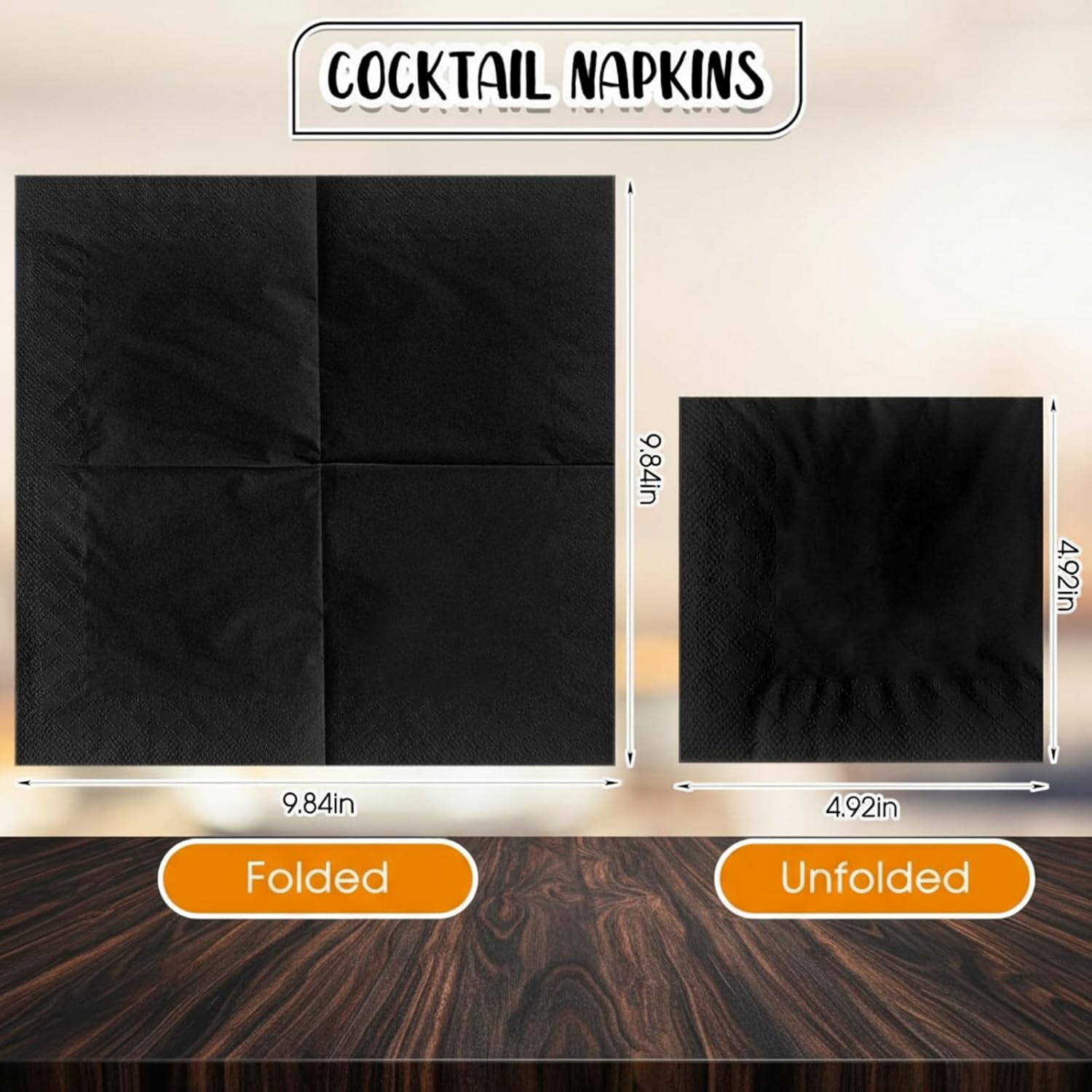 Henoyso Black 3000 Pack Cocktail Napkins Bulk 2 Ply Disposable Dinner Beverage Paper Napkins for Wedding Bar Party Birthday Cocktail Holiday Elegant Restaurant Event(Absorbent)