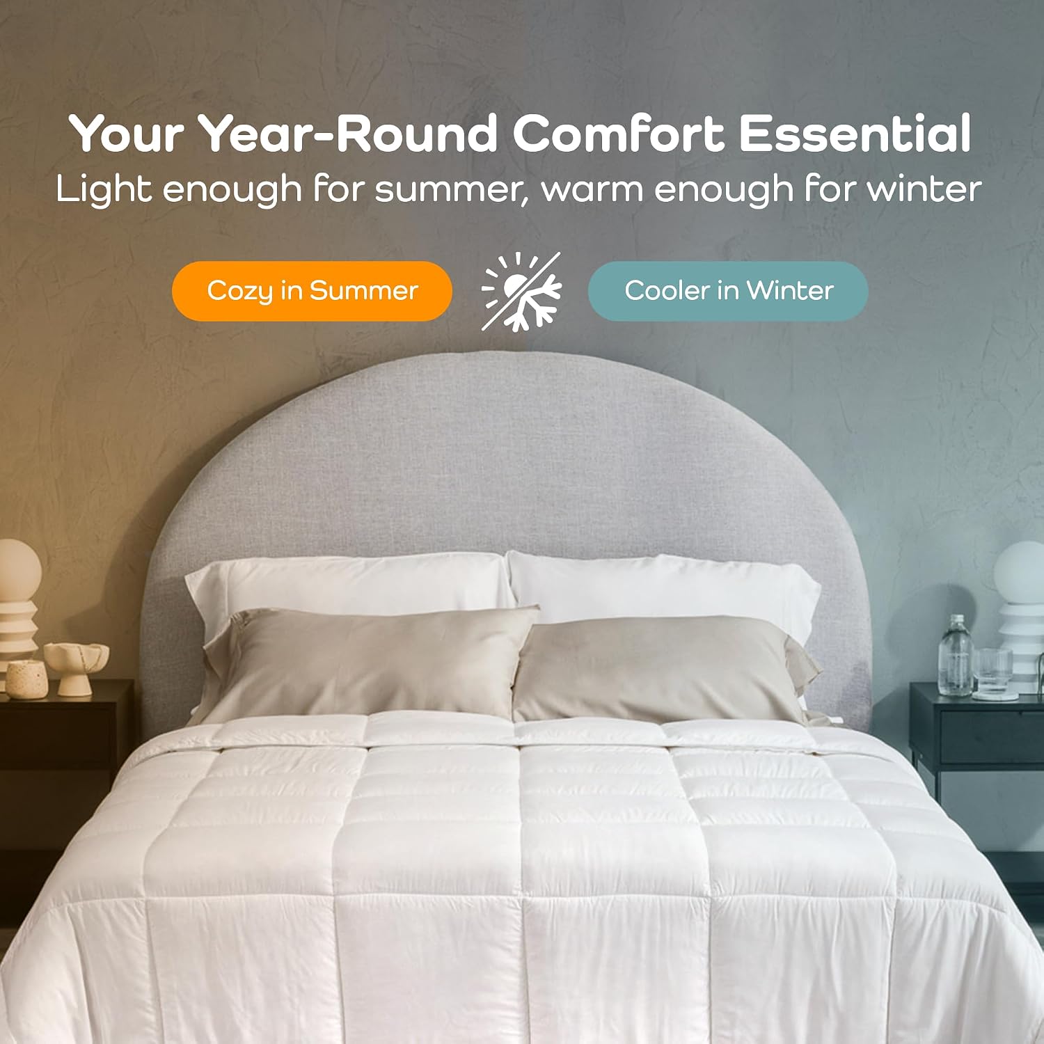 Olive + Crate Cooling Down Alternative Comforter - Hypoallergenic King Size Duvet Insert Lightweight - All Seasons Plush Design Bamboo Comforter - 100% Bamboo Viscose Outer Cover - White 102'x90'