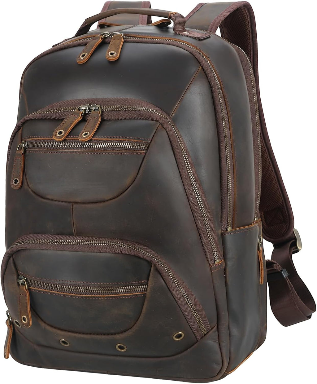 TIDING Leather Laptop Travel Backpack for Men Fits 15.6' 16' Computer, Large Business Work Bag Vintage Overnight Weekender Daypack Camping Rucksack