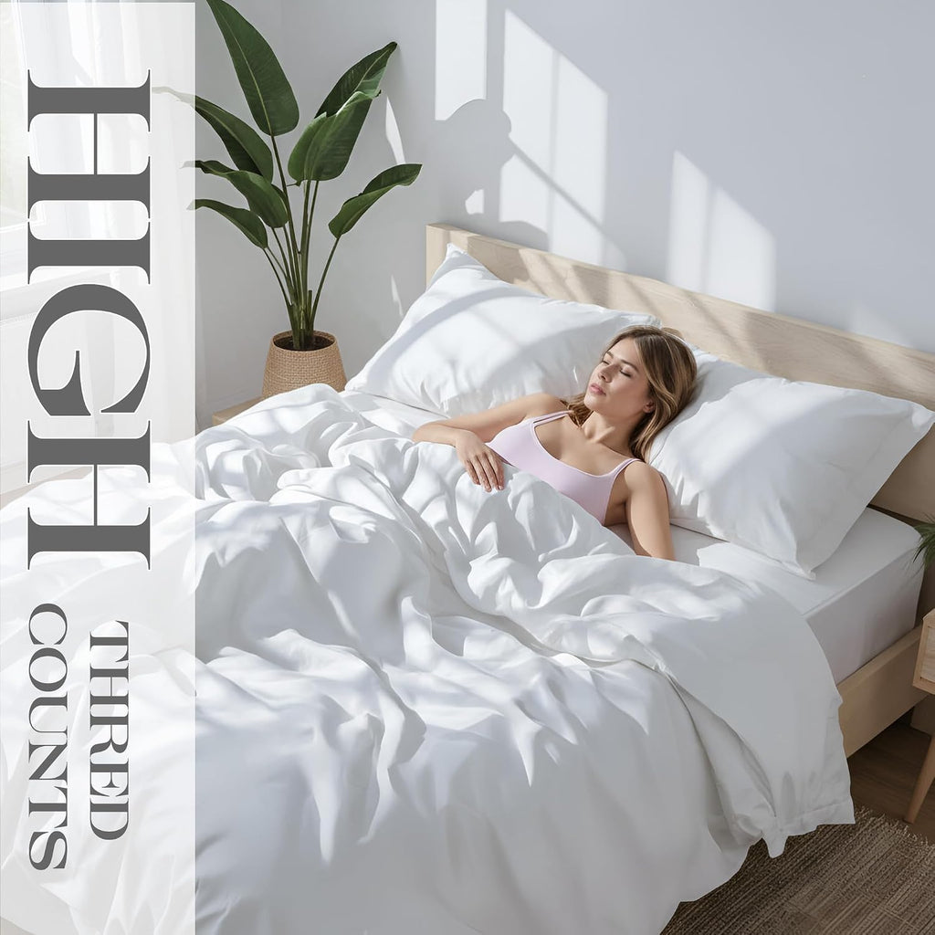 Bluemoon Homes Egyptian Cotton Sheets Cal King Size Pack of 2-4 Piece Sheet Set All Around Elastic 18' Deep Fitted Sheet, Extra Soft Bed Sheets - White Cal King Bedding Set