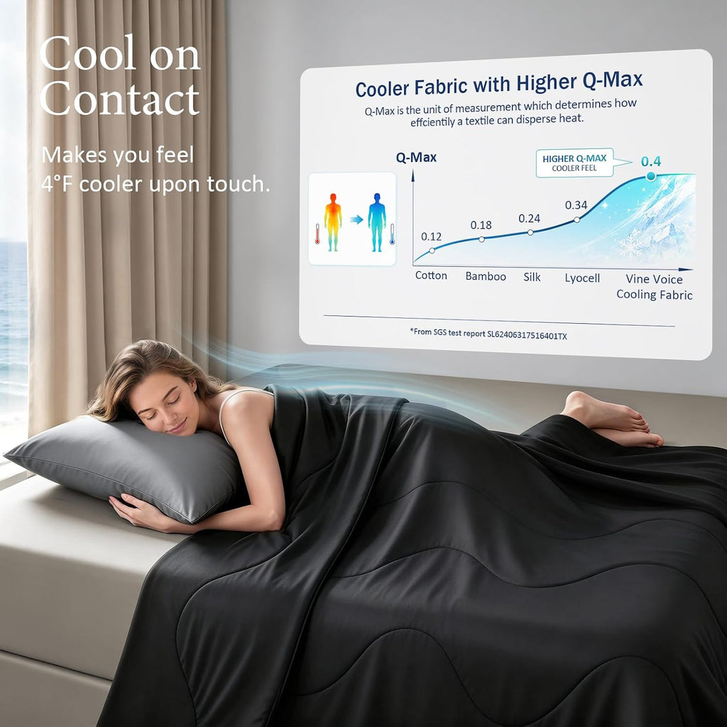 Cooling Blanket Comforter Hot Sleepers Twin/Twin XL Soft Cooling Blanket, Double-Sided Cool Bedding for Night Sweats, All-Season Lightweight Comforter(68 * 90inch, Black)
