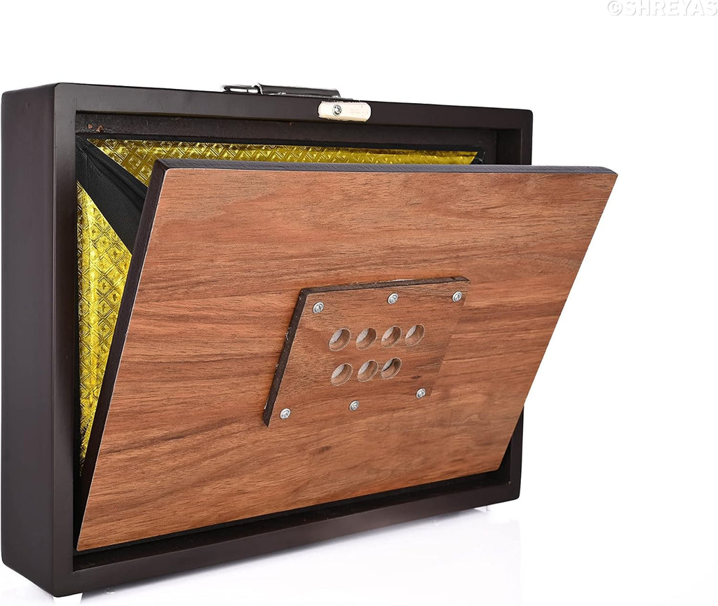 Shreyas Shruti Box Shruti Box Large 13X12X3 Inches, Sur Peti Surpeti With Bag, Natural Color, Musical Instrument Indian