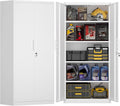 72' H Metal Garage Storage Cabinet with 2 Doors and 4 Shelves, White Steel Locking File Cabinet, Metal Storage Cabinets for Office, Home, Garage, Gym, School