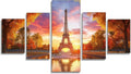Sunset Diamond Art 5 Piece Diamond Painting Iron Tower 5D DIY Full Round Drill Dimond Art Paintings Crystal Crafts for Adults Gem Painting for Home Decor, Large Artwork for Wall 60 x 120 Inch, Model99