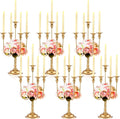 Rtteri 6 Pcs Gold Candelabra Candlestick Holder Metal Candle Stand Candelabra for Taper Candles Table Centerpieces Wedding Christmas Holiday Birthday Party (9.45 x 9.45 x 19.7 Inch,5 Arm)