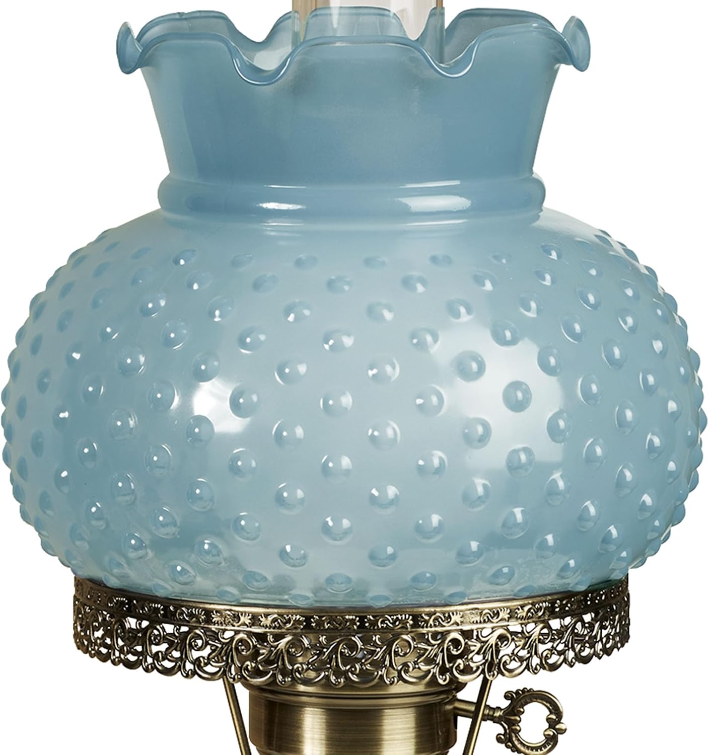Touch of Class Mindy Hobnail Glass Table Lamp - Blue Shade - Handcrafted Globe - Blown by Hand - Hurricane Chimney Style - Victorian Lamps for Desk, Bedroom, Living Room - 20.5 Inches High