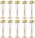 NUPTIO 10 Pcs 23.75 inches Gold Vases for Centerpieces Tall Crystal Metal Vase Flower Stand Holders Wedding Centerpiece Chandelier for Reception Tables Wedding Supplies