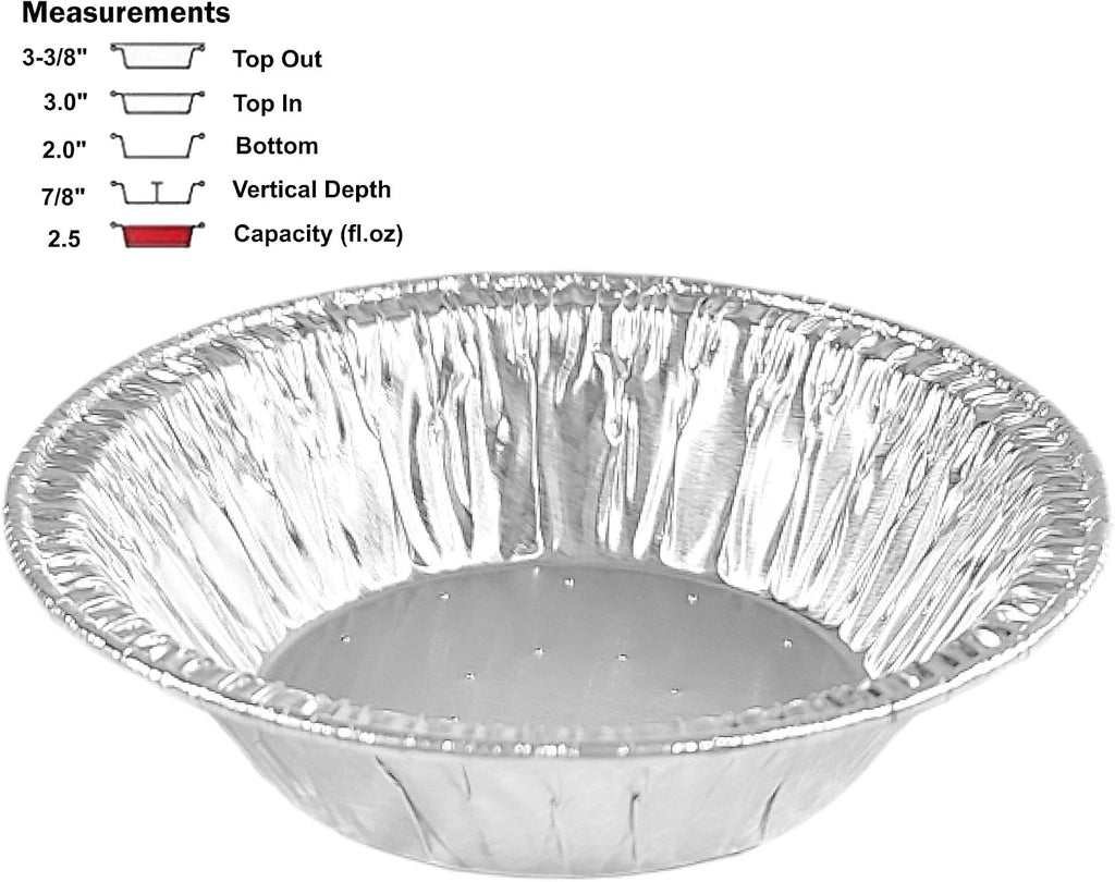 PACTOGO 3' Disposable Lanced Aluminum Foil Tart Pans Mini Silver Baking Pie Tins for Restaurants, Bakeries, Delis (Pack of 2000)