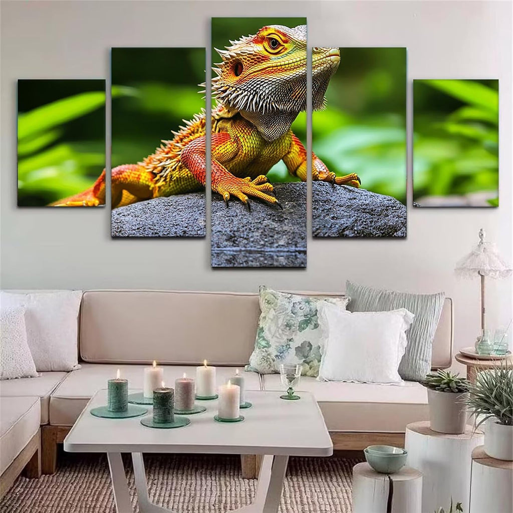 Lizard Diamond Art 5 Piece Diamond Painting Animal 5D DIY Full Round Drill Dimond Art Paintings Rhinestones Crafts for Adults Gem Painting for Home Decor, Large Artwork for Wall 48 x 100 Inch,Model279