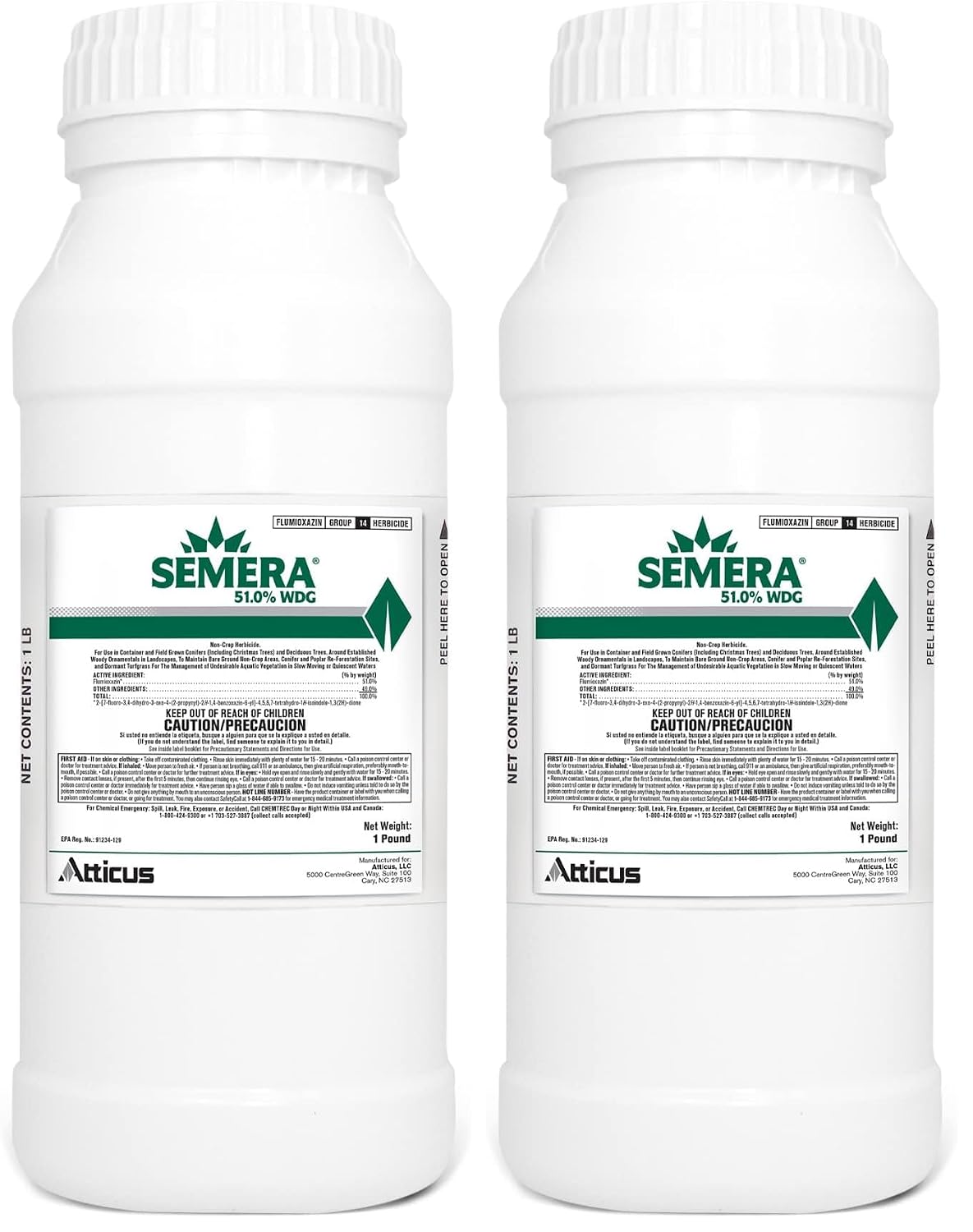Atticus Semera 51.0% WDG Aquatic Herbicide (1 lb) – Controls Duckweed & Unwanted Submerged & Floating Vegetation - Flumioxazin 51% (Pack of 2)