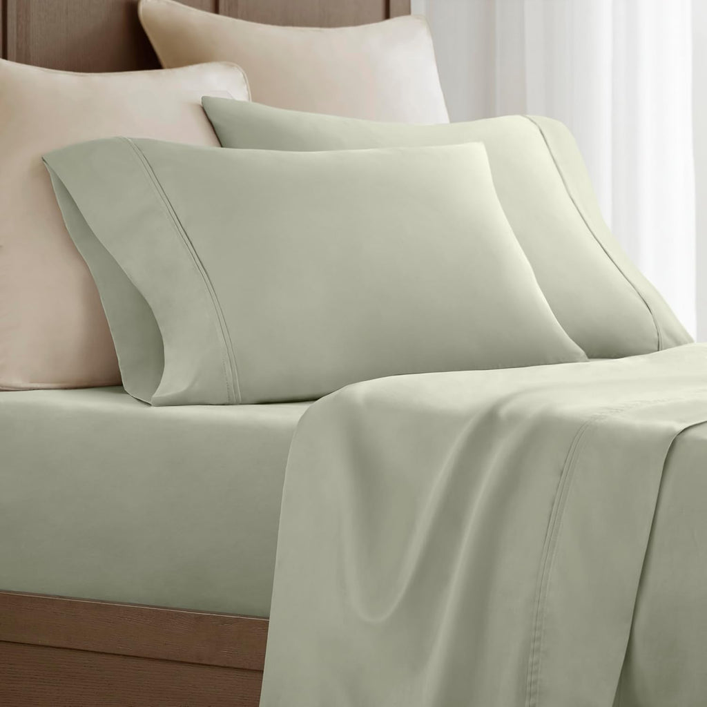 Harbor House Luxury 100% Egyptian Cotton Sheet Set, 400 Thread Count Sateen Weave, Soft & Breathable Bed Sheets with Deep Pocket, 4-Piece Cal King Bedding Set, Sage