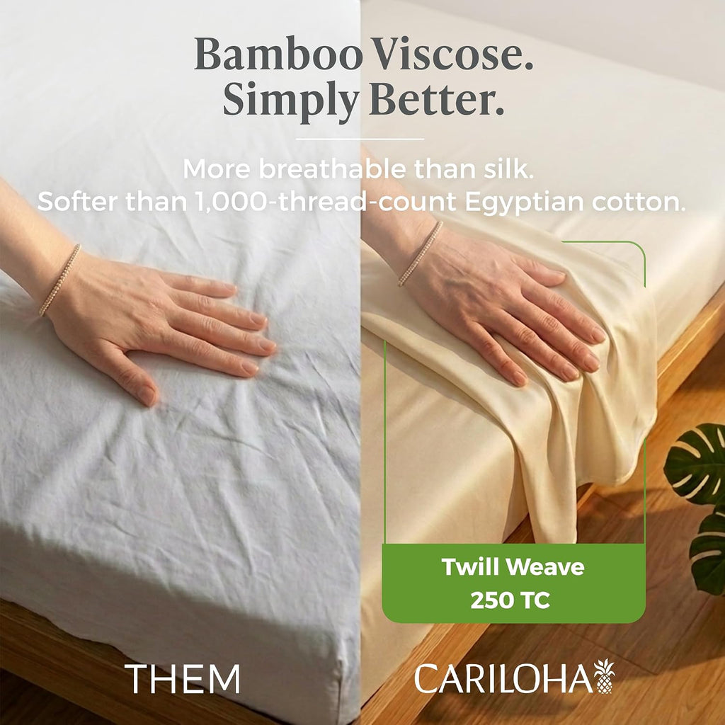 Cariloha Classic 100% Organic Bamboo Viscose Sheets - 4-Piece California King Sheet Set - 18 in Extra Deep Pockets - Soft, Cooling, Hypoallergenic Sheets - Oeko-TEX Standard 100 - Ivory