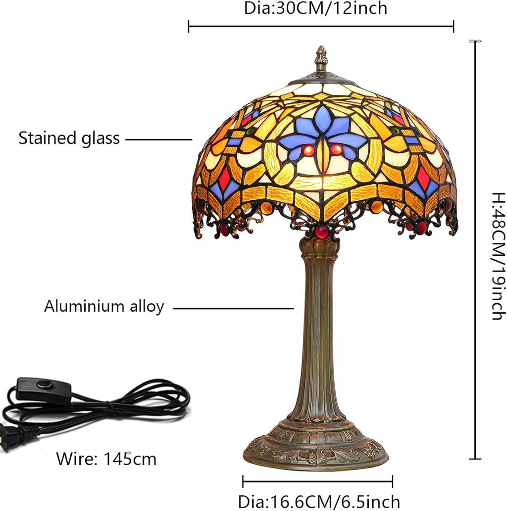 Tiffany Lamp Stained Glass Table Lamp Antique Desk Light for Bedside Nightstand Bedroom Living Room Home Office Unique Cute Accent Decor Light Include LED Bulb