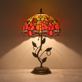 Tiffany Table Lamp, Stained Glass Lamp, 12x12x19 Inch, Metal Leaf Base Decor Lamp for Bedroom、Living Room、Home、Office (Dragonfly)