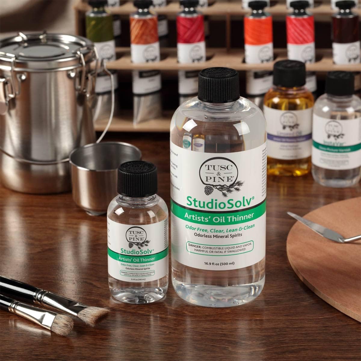 Tusc & Pine StudioSolv™ Odorless Mineral Spirits - Pack of 12-16.9oz (500ml) - Purified Odor-Free Spirit Solvent for Thinning Oils, Artists, Painting Thinner, Professionals, & More!