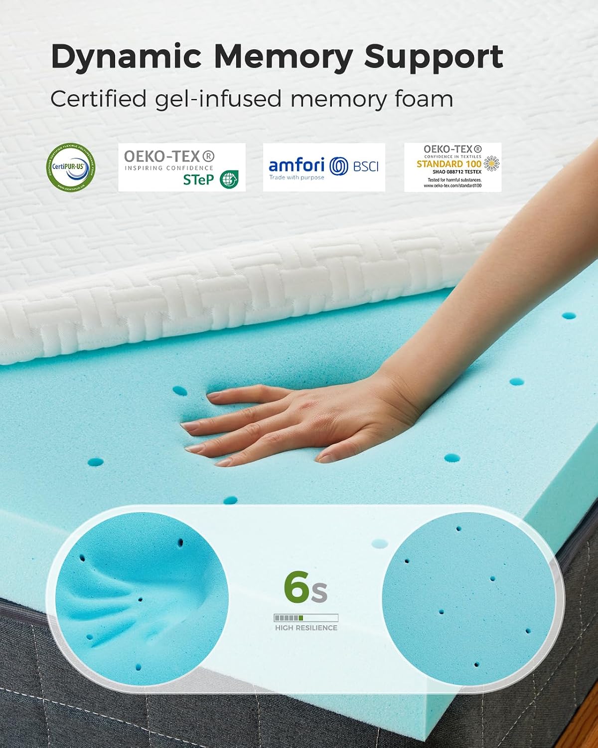 PERLECARE Full XL Mattress Topper - 3 Inch Cooling Memory Foam Mattress Pad Made with CertiPUR-US® Certified Foam,Bed Topper with Bamboo Cover,Removable & Washable & Non-Slip