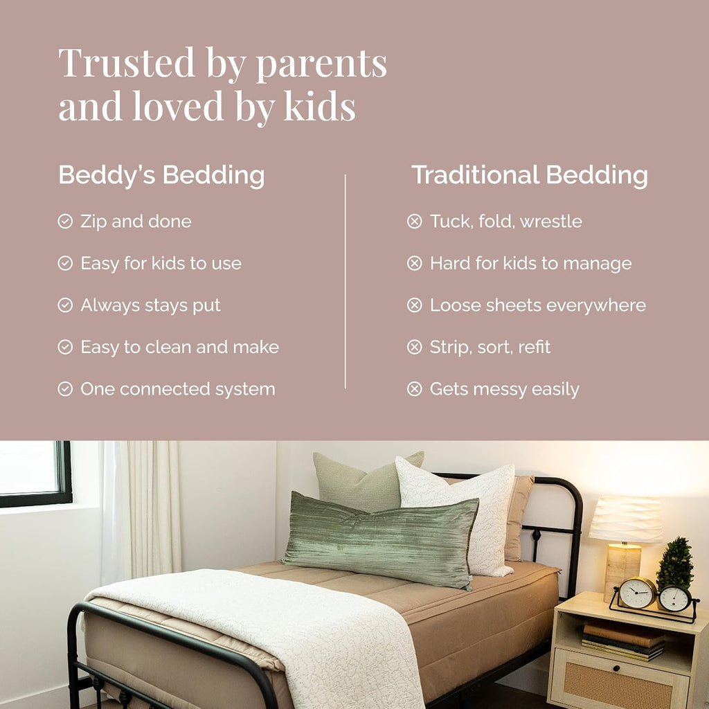 Beddy's All in One Bed in a Bag Zipper Bedding Set, Bottom Sheet, Cuddle Blanket, Comforter, Pillowcase(s) & Sham(s), Minky Interior Sheets with Comforter, Zip Bedding for Dorms, Bunks, Kids & Adults