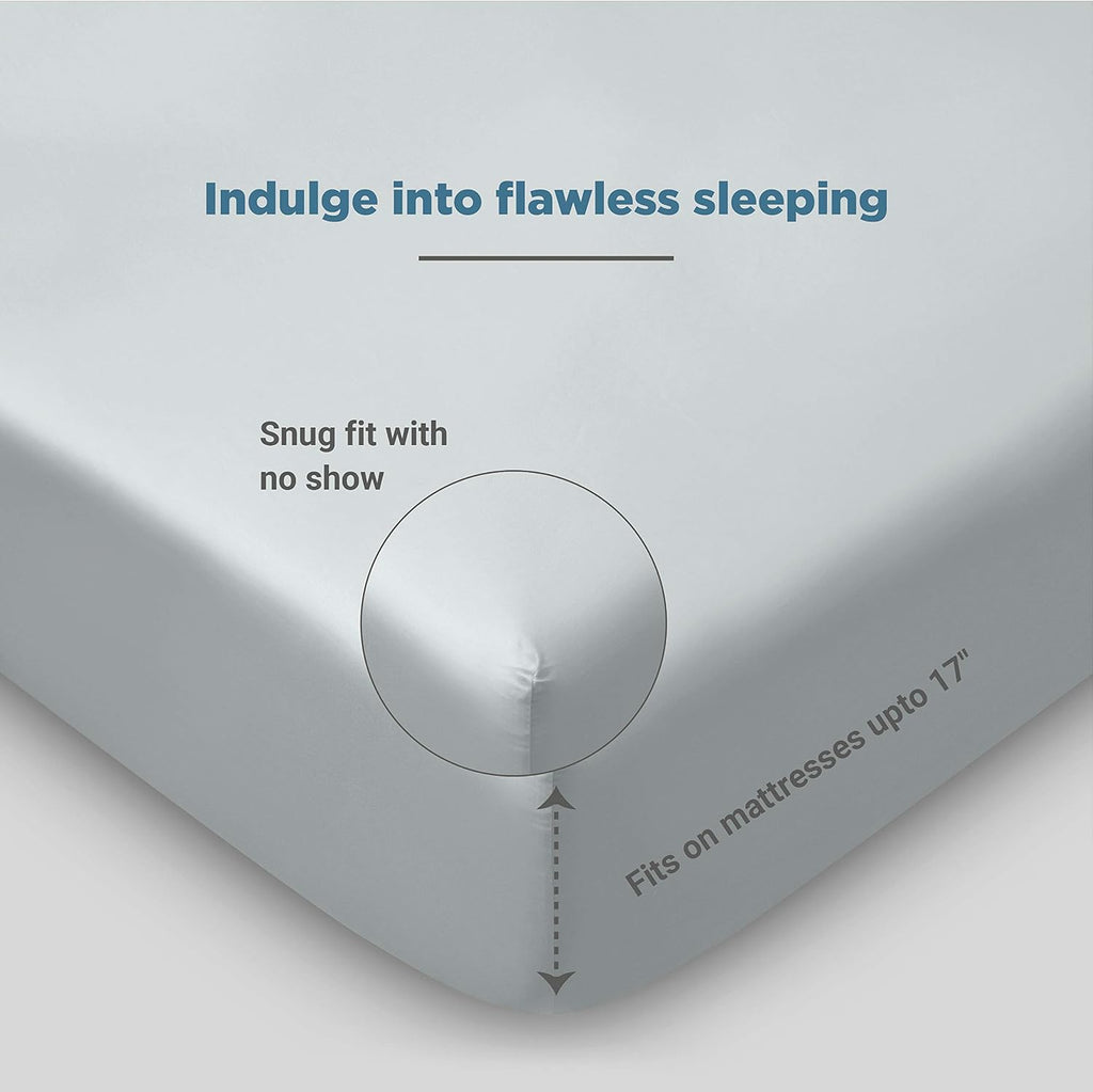 Fabdreams 100% Organic Cotton Percale Weave Queen Size Sheet Set 300 TC, GOTS Certified, Cool & Crisp, Breathable, Fits Mattresses Up to 17' Deep, Skin-Friendly, Durable Luxury – Ivory