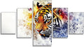 Tiger Diamond Art 5 Piece Diamond Painting Animal 5D DIY Full Square Drill Dimond Art Paintings Rhinestones Crafts for Adults Gem Painting for Home Decor, Large Artwork for Wall 40 x 80 Inch, Model276