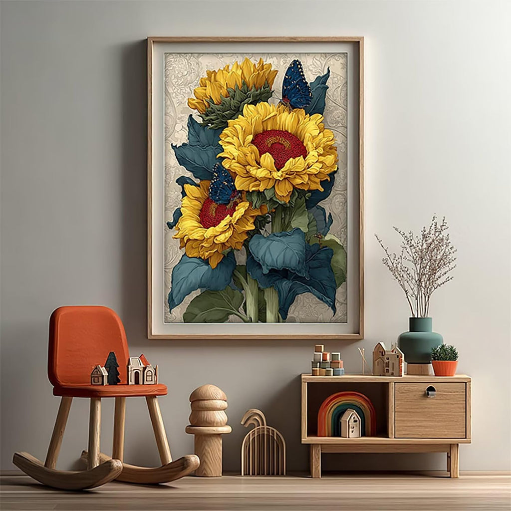 Butterfly Diamond Art Kits for Adults, Sunflower 5D Diamond Painting Kit, 5D DIY Full Drill Dimond Art Paintings, DIY Dimond Gem Crafts for Adults Beginners, Wall Decor for Bedroom, 40x54in 1-2280