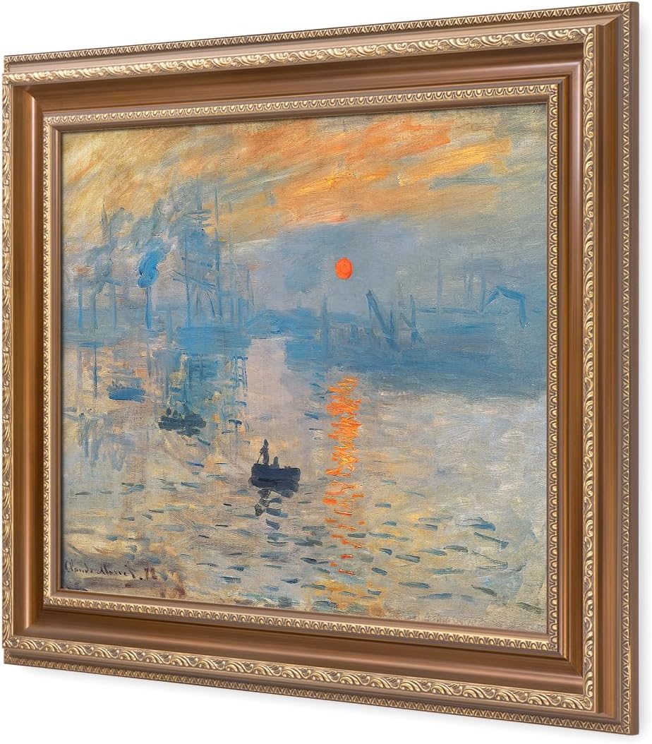 DECORARTS - Impression Sunrise, Claude Monet Classic Art. Giclee Prints Framed Art for Wall Decor.