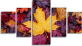 Maple Leaves Diamond Art 5 Piece Diamond Painting Autumn 5D Full Round Drill Dimond Art Paintings Crystal Crafts for Adults Gem Painting for Home Decor, Large Artwork for Wall 40 x 80 Inch, Model177