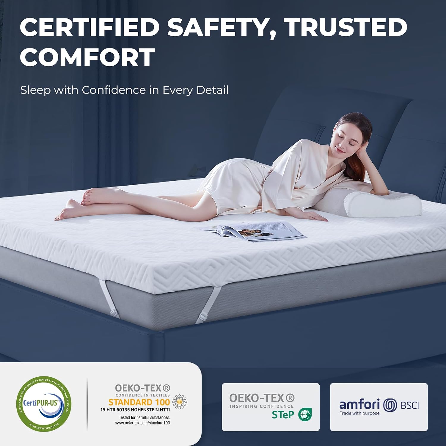 Memory Foam Mattress Topper - 3 Inch Gel Mattress Pad for Pressure Relief, Premium Soft Cooling Sleep Bed Topper, Non-Slip Design with Removable & Washable Cover,Cal King