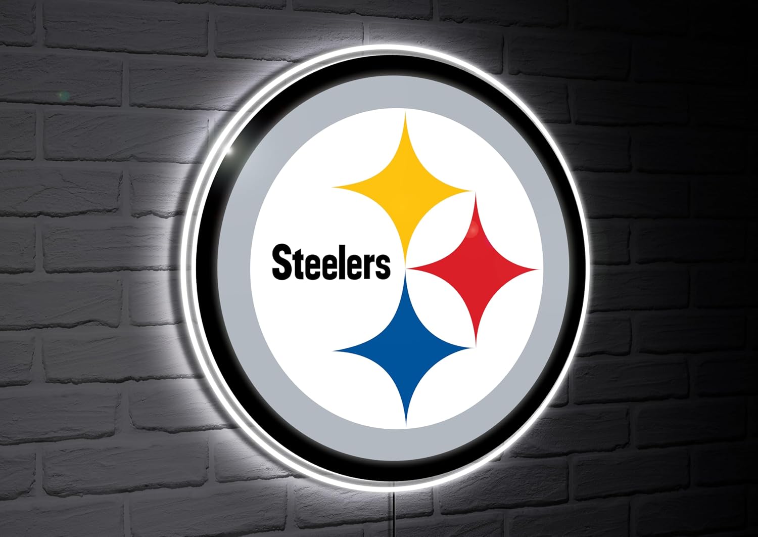 Team Sports America NFL Pittsburgh Steelers Ultra-Thin LED Light Wall Sign Décor | Officially Licensed | 23 Inch Mascot Logo Shaped Wall Sign | Made in USA