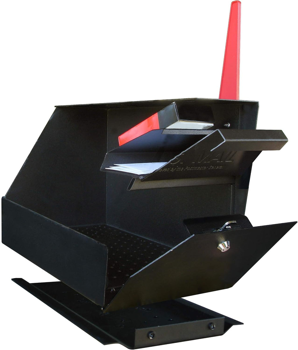 Mail Boss 7106 Curbside Steel Post Mount Security Locking Mailbox, Black, Extra Large, 21 in. D x 11.125 in. W x 13.75 in. H