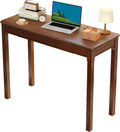 Solid Wood Desk with Drawers - 39' Narrow Desks for Small Spaces, Mid Century Modern Desks, Small Wooden Vintage Computer Writing Desk, Study Table for Home Office Bedroom, Walnut
