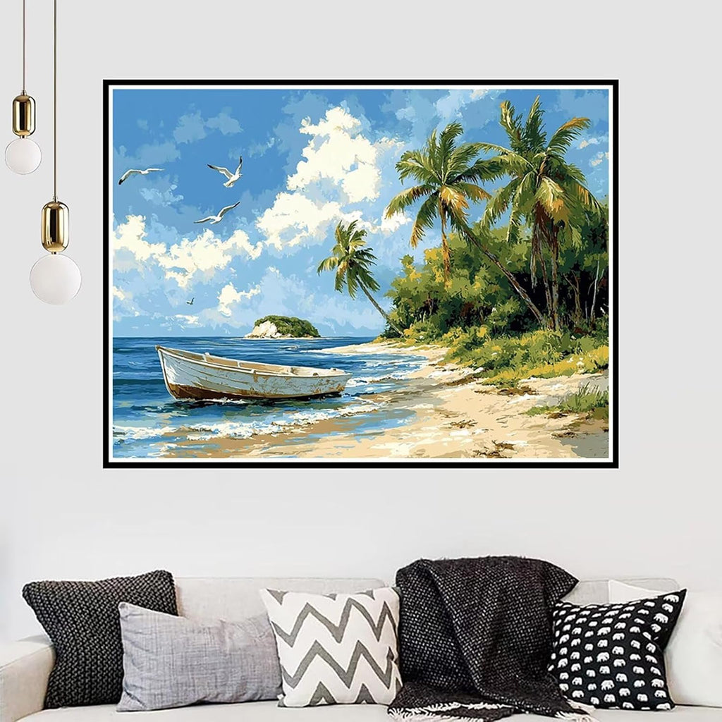 Beach Diamond Art Kits for Adults, Ocean Diamond Painting Large 48x36inch, 5D DIY Gem Art Crafts for Adults Mosaic Kits, Full Drill Round Dimond Dots Crystal Paintings for Home Wall Decor -zjn25011EC