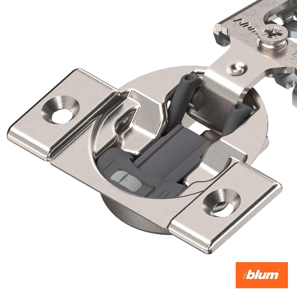 Blum Compact BLUMOTION Hinge (25 Kits), 1/2' Overlay, 105° Opening Angle, Steel, Integrated Soft-Close Hinges for Face Frame Cabinets