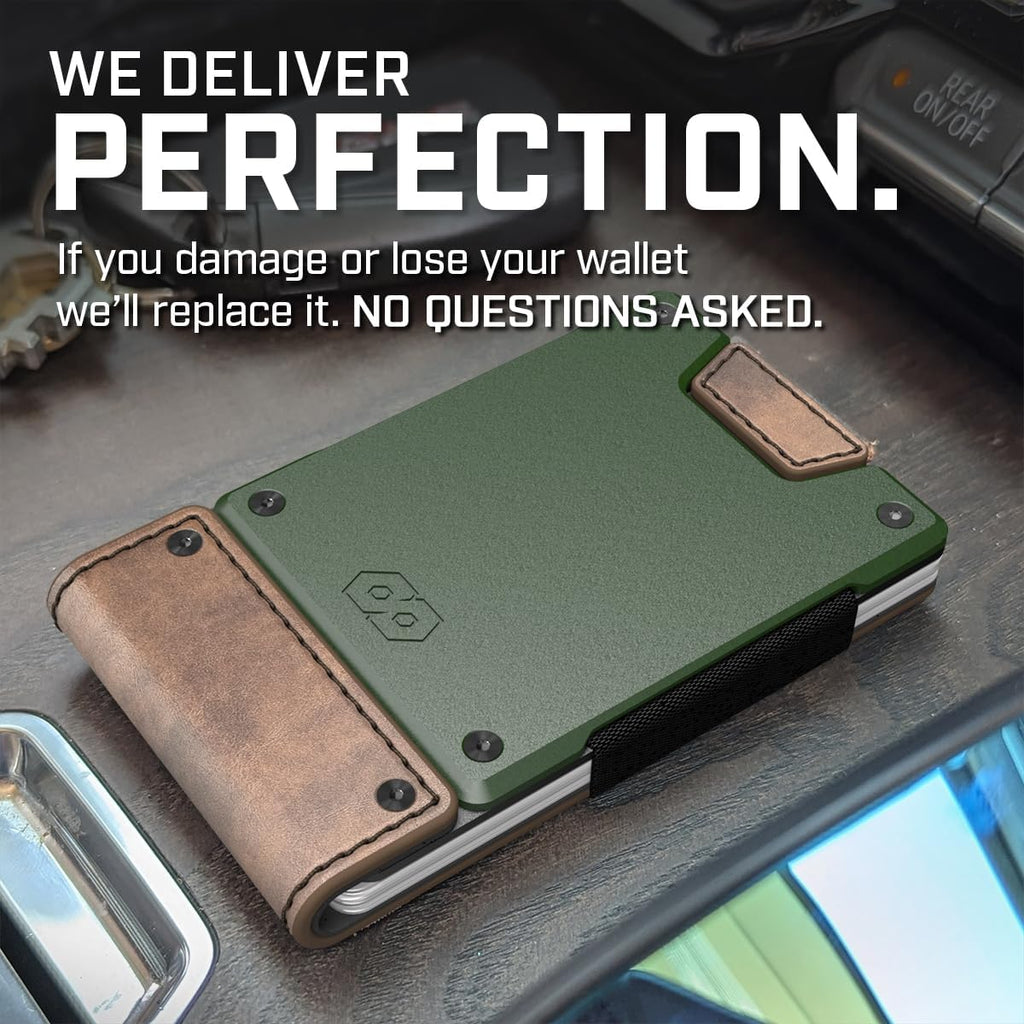 PROOF Wallet | Slim Minimalist Wallets for Men | Leather & Metal | RFID Wallet | Front/Back Pocket | Gift Box | Veteran Owned
