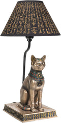Pacific Giftware Egyptian Bastet Goddess of Fertility Sculptural Table Lamp with Shade 18 inch Tall Egyptian Home Decor (Bronze)