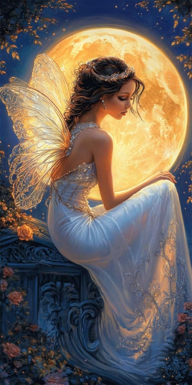 Diamond Art Kits for Adults Moon Diamond Painting Kits, 5D DIY Square Woman Full Drill Dimond Art Paintings Crystal Rhinestones Crafts for Adults for Home Wall Decor, Large Size 40 x 80 Inch, Model876