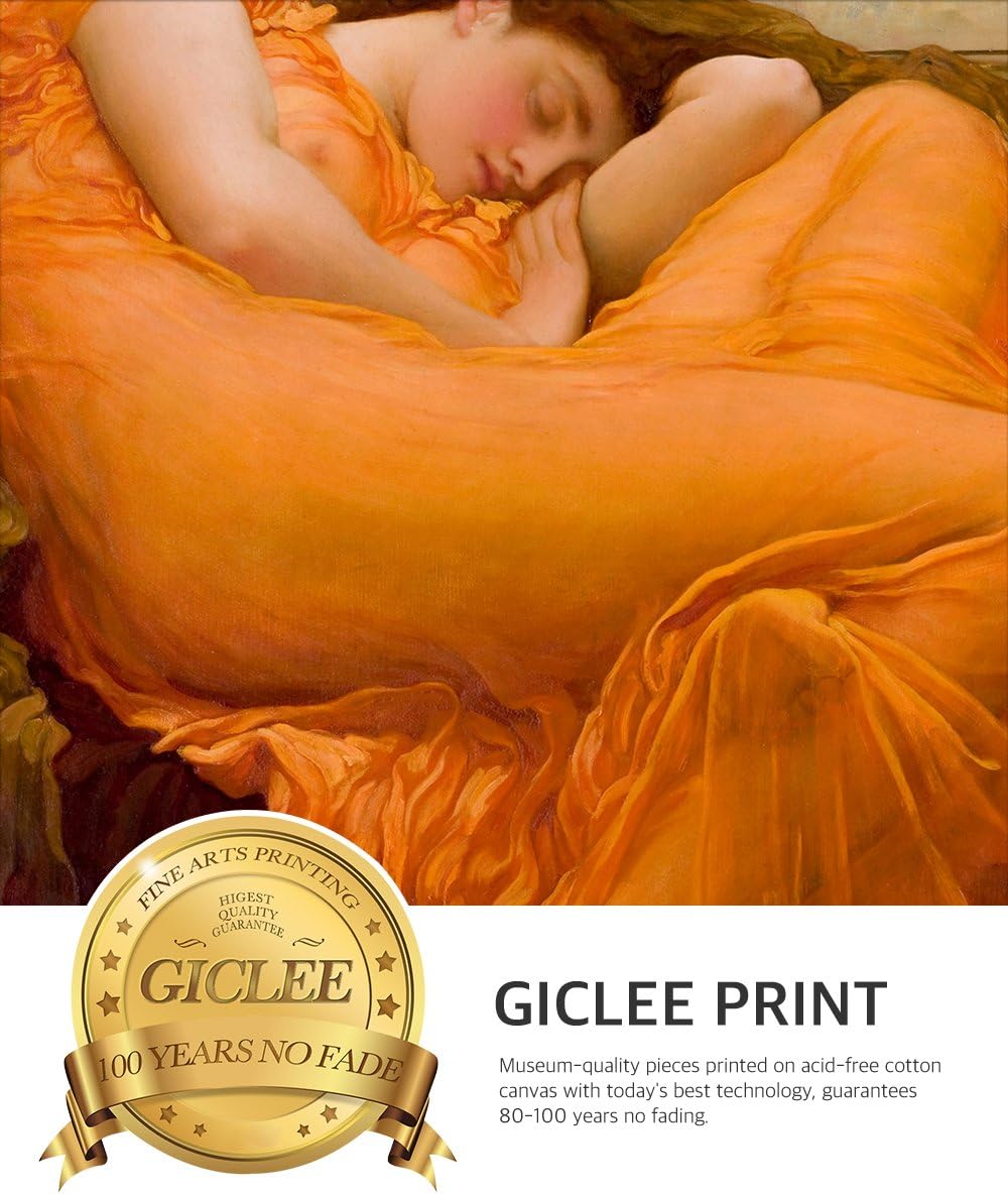DECORARTS - Flaming June, Frederic Leighton Classic Art. Giclee Prints Framed Art for Wall Decor. Framed size: 26x30