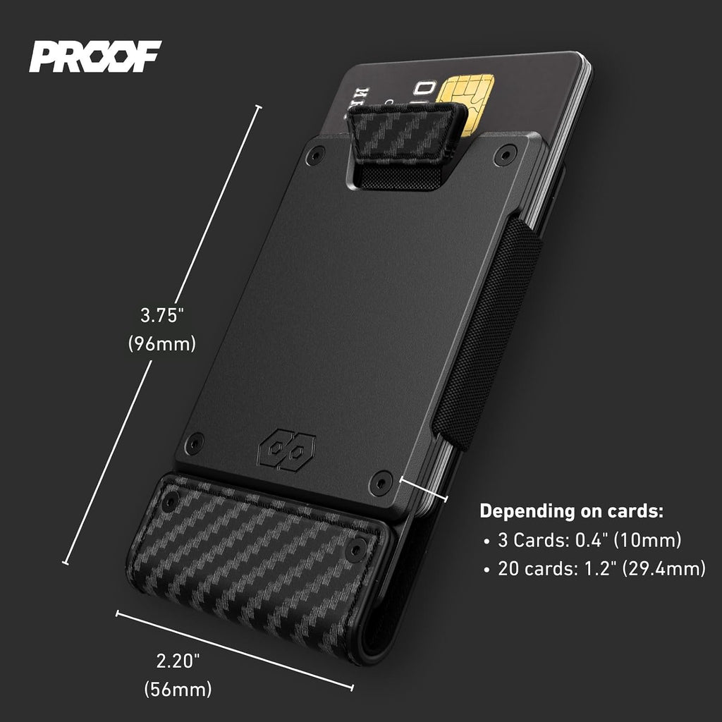 PROOF Wallet | Slim Minimalist Wallets for Men | Leather & Metal | RFID Wallet | Front/Back Pocket | Gift Box | Veteran Owned
