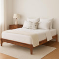 Merax Mid-Century Bamboo Platform Bed, Queen Size Bed Frame with Wood Slat Support, No Box Spring Needed, Easy Tool-Free Assembly, Brown