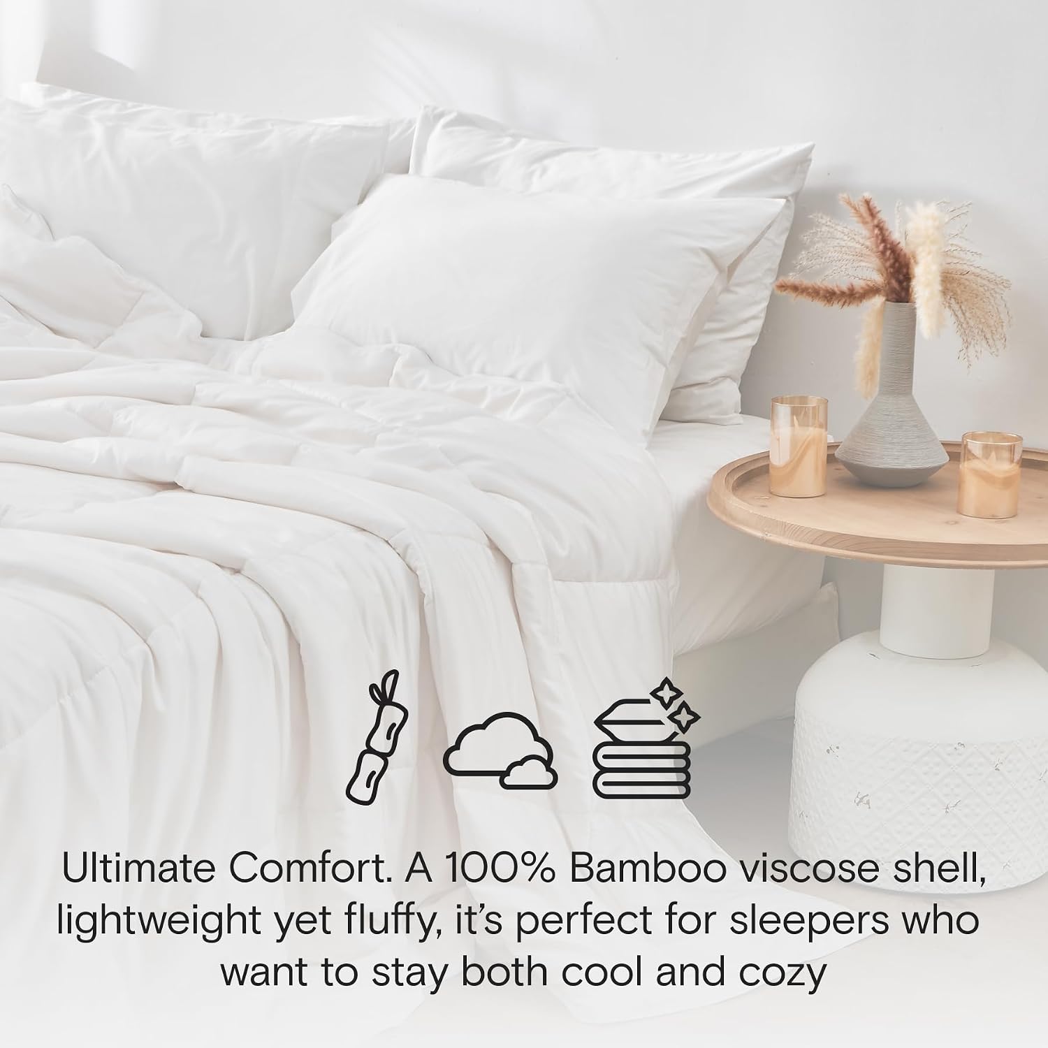 DOZ All Season Cooling Comforter, 100% Viscose Derived from Bamboo, Breathable, Lightweight, Soft, Down Alternative Duvet Insert, 8 Loops, 106'x90' (King/Cal King)