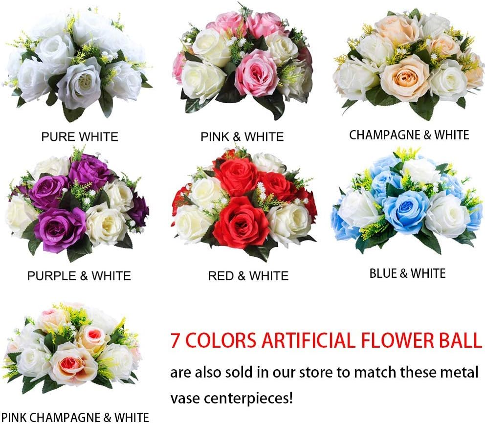 NUPTIO 10 Pcs 23.75 inches Gold Vases for Centerpieces Tall Crystal Metal Vase Flower Stand Holders Wedding Centerpiece Chandelier for Reception Tables Wedding Supplies