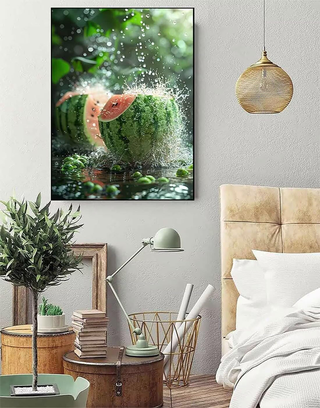 Diamond Art Watermelon Diamond Painting Fruit Dimond Art Painting for Adults Beginners, 5D Crystal Gem Crafts Mosaic Kits for Adults Hobbies for Women Gifts, Room Decor, 36 X 48 Inch Canvas -zjn2506J8