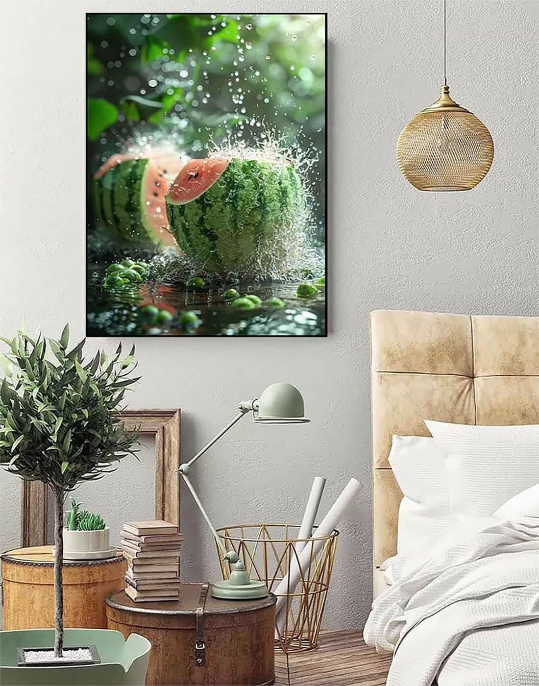 Diamond Art Watermelon Diamond Painting Fruit Dimond Art Painting for Adults Beginners, 5D Crystal Gem Crafts Mosaic Kits for Adults Hobbies for Women Gifts, Room Decor, 36 X 48 Inch Canvas -zjn2506J8