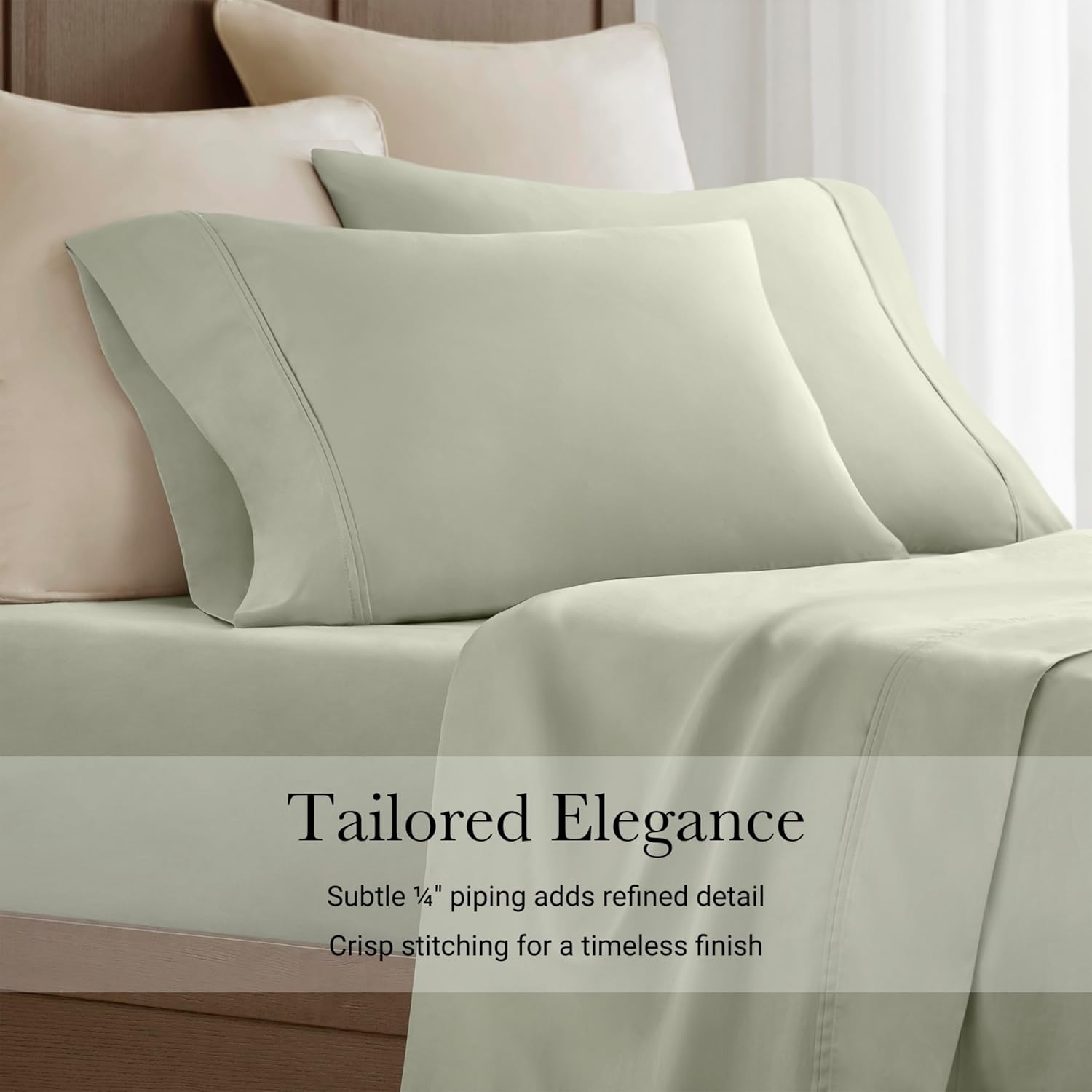 Harbor House Luxury 100% Egyptian Cotton Sheet Set, 400 Thread Count Sateen Weave, Soft & Breathable Bed Sheets with Deep Pocket, 4-Piece Cal King Bedding Set, Sage
