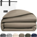 Luxury Bamboo Viscose Duvet Cover | 100% Pure Bamboo Viscose, Soft, Breathable and Cooling for Hot Sleeper | Piped Edge, Hidden Zipper Closure, 8 Corner Ties and Button Closure (Walnut, Queen Size)