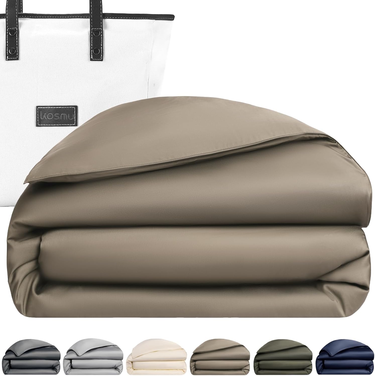 Luxury Bamboo Viscose Duvet Cover | 100% Pure Bamboo Viscose, Soft, Breathable and Cooling for Hot Sleeper | Piped Edge, Hidden Zipper Closure, 8 Corner Ties and Button Closure (Wulnut, King Size)